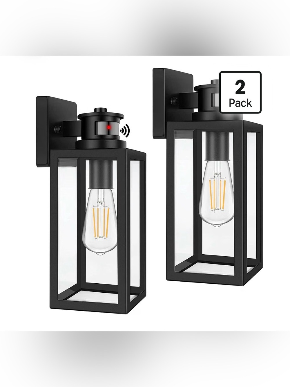 2-Pack Motion Sensor Outdoor Lights, Upgrade Dusk to Dawn Wall Mount Light Fixtu